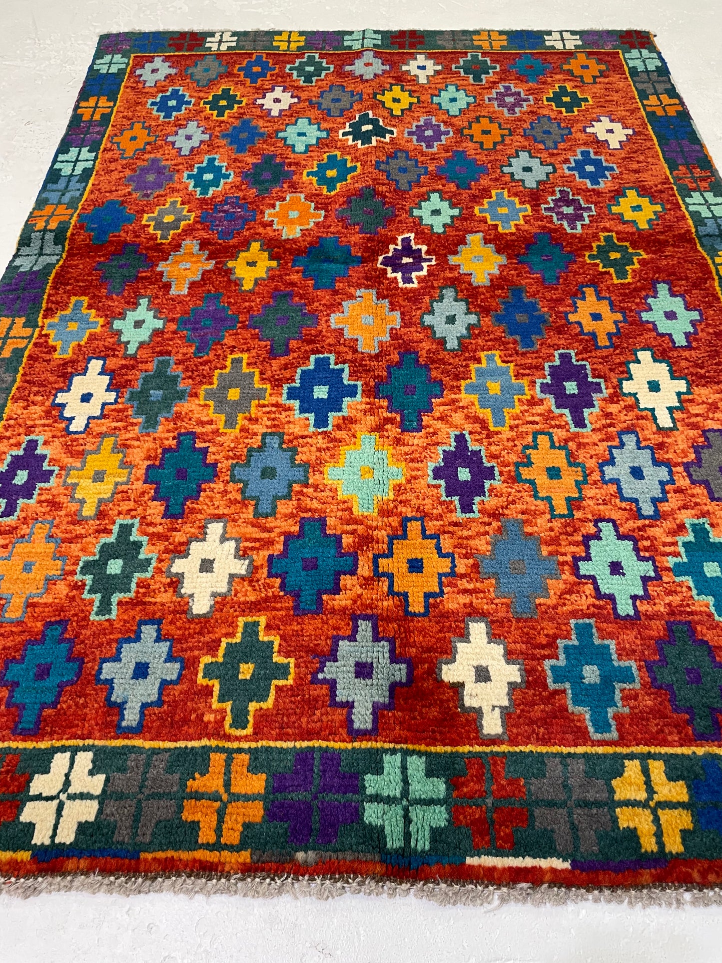 Hand-Knotted Wool Rug Turkish Oushak 3'7" x 5'