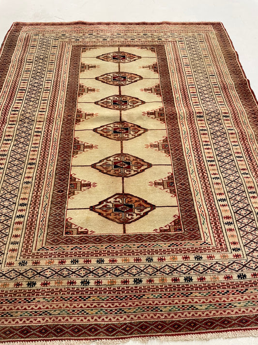 Hand-Knotted Wool Rug Turkish Oushak 3'3" x 4'3"