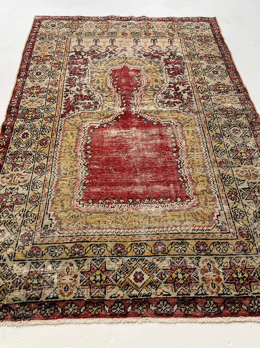 Hand-Knotted Wool Rug Turkish Oushak 3'8" x 5'5"