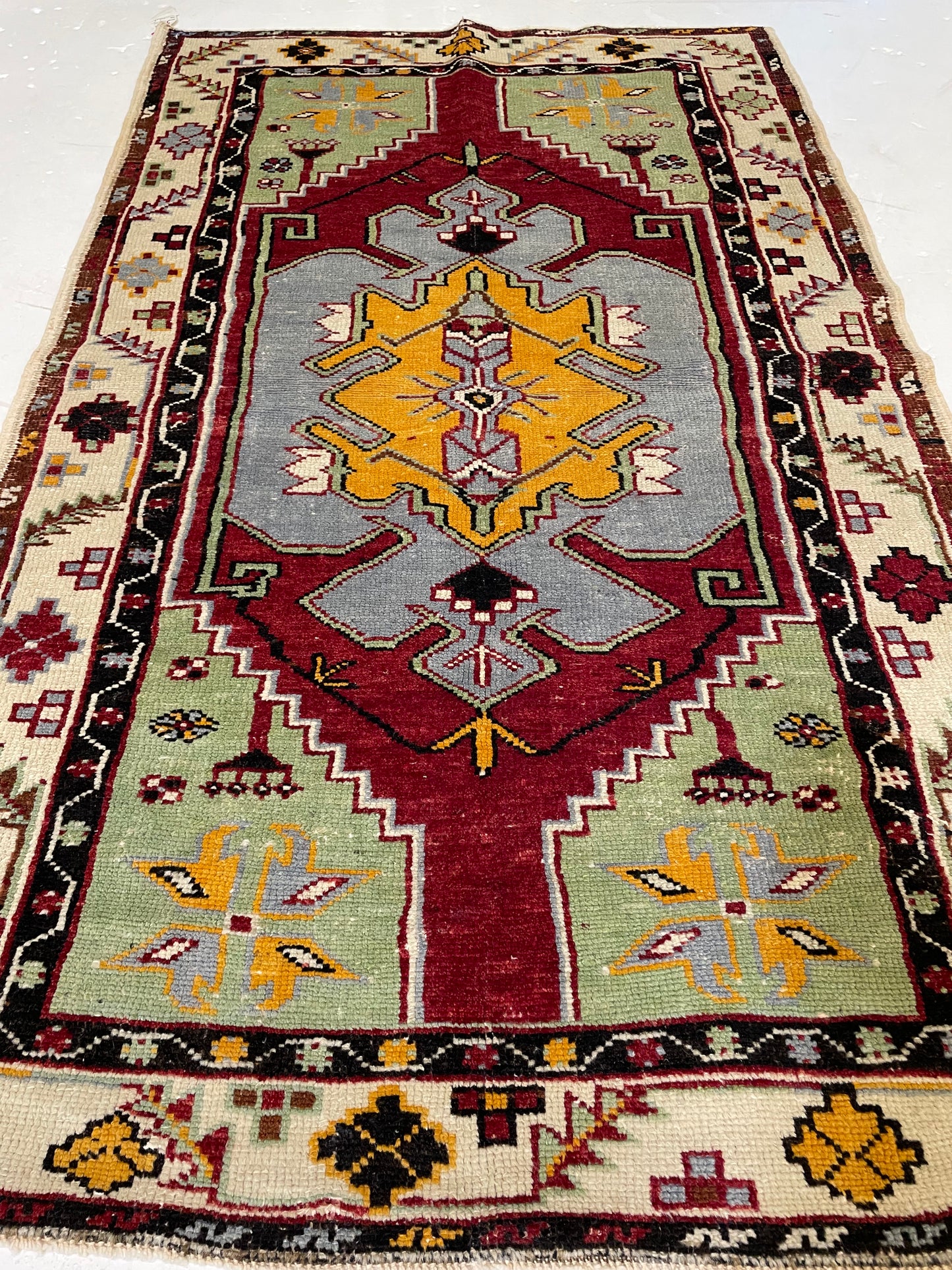 Hand-Knotted Wool Rug Turkish Oushak 3' x 4'11"