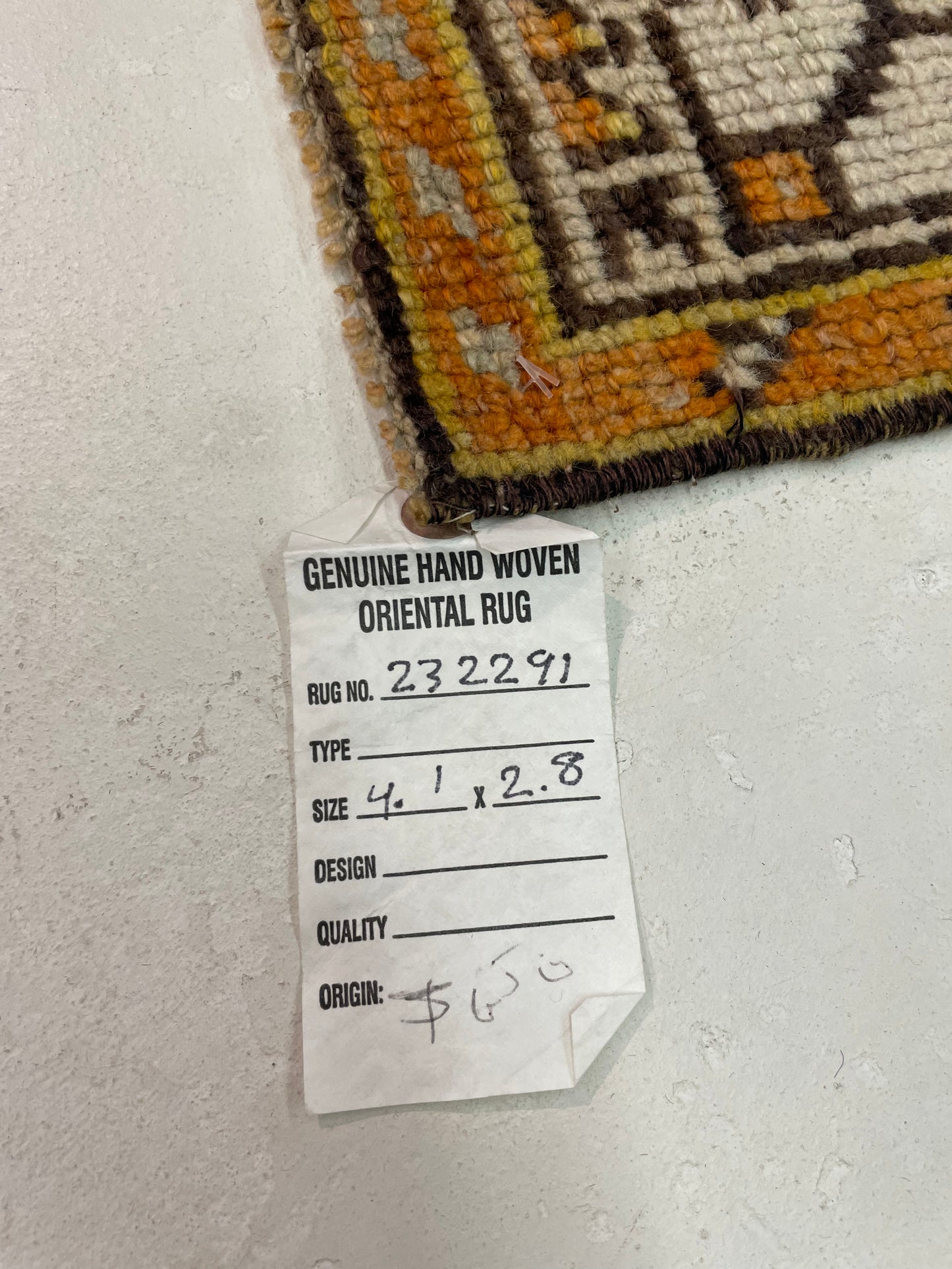 Hand-Knotted Wool Rug Turkish Oushak 2'8" x 4'1"