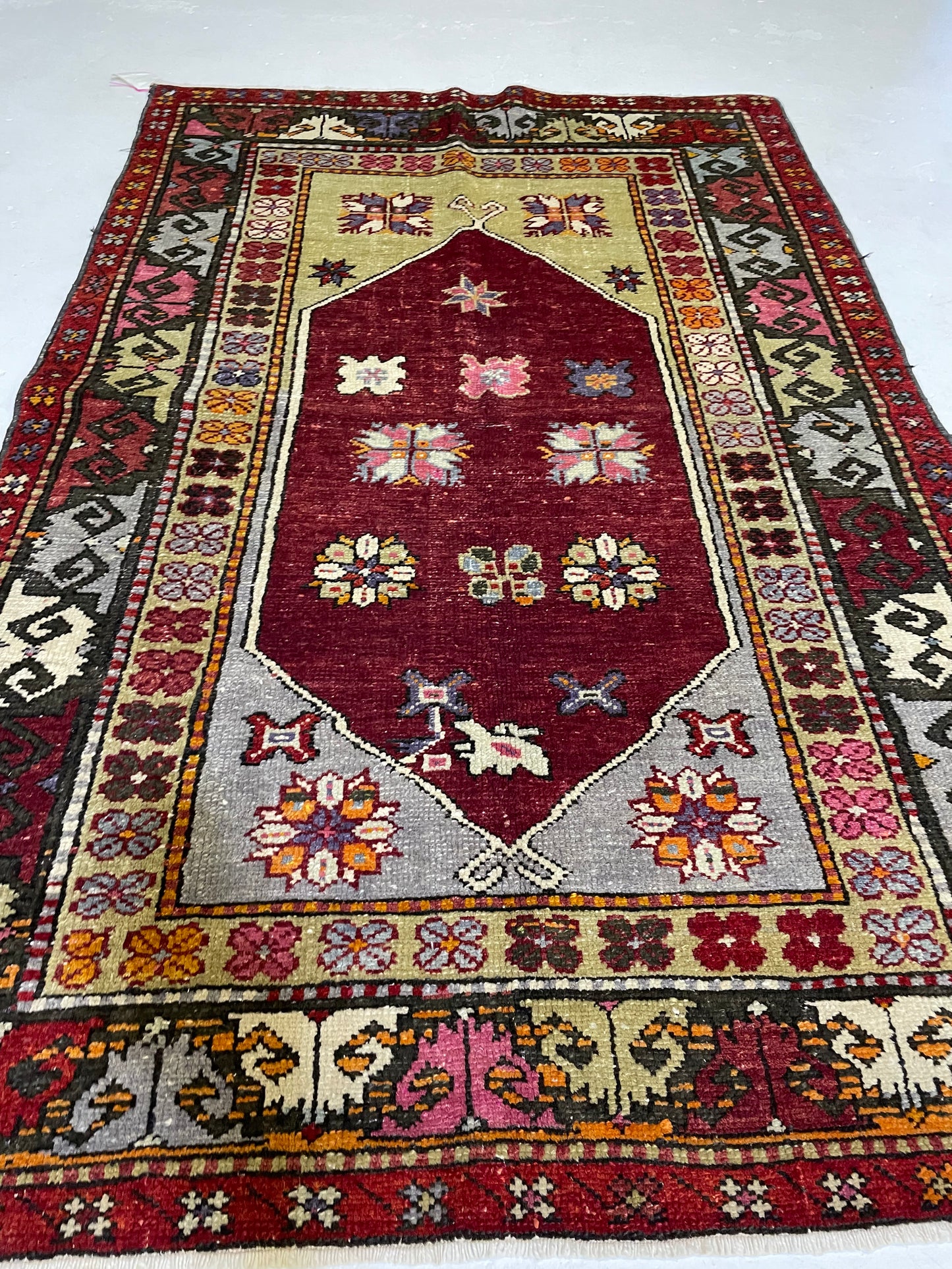 Hand-Knotted Wool Rug Turkish Oushak 3'2" x 4'11"