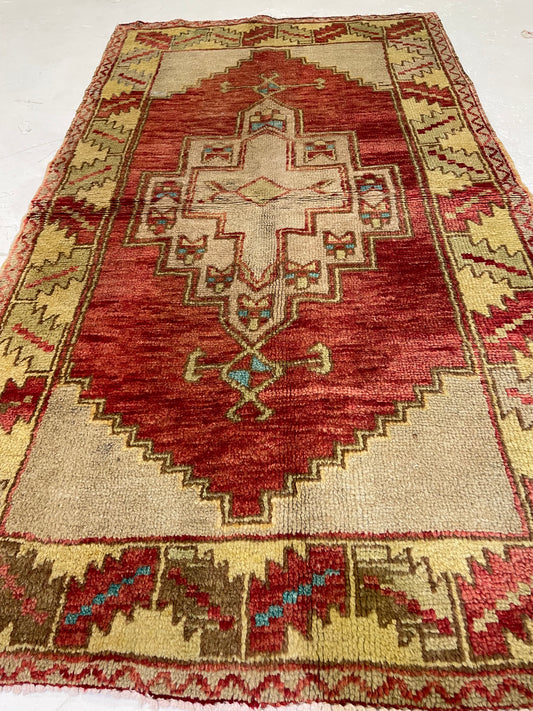 Hand-Knotted Wool Rug Turkish Oushak 2'10" x 5'2"