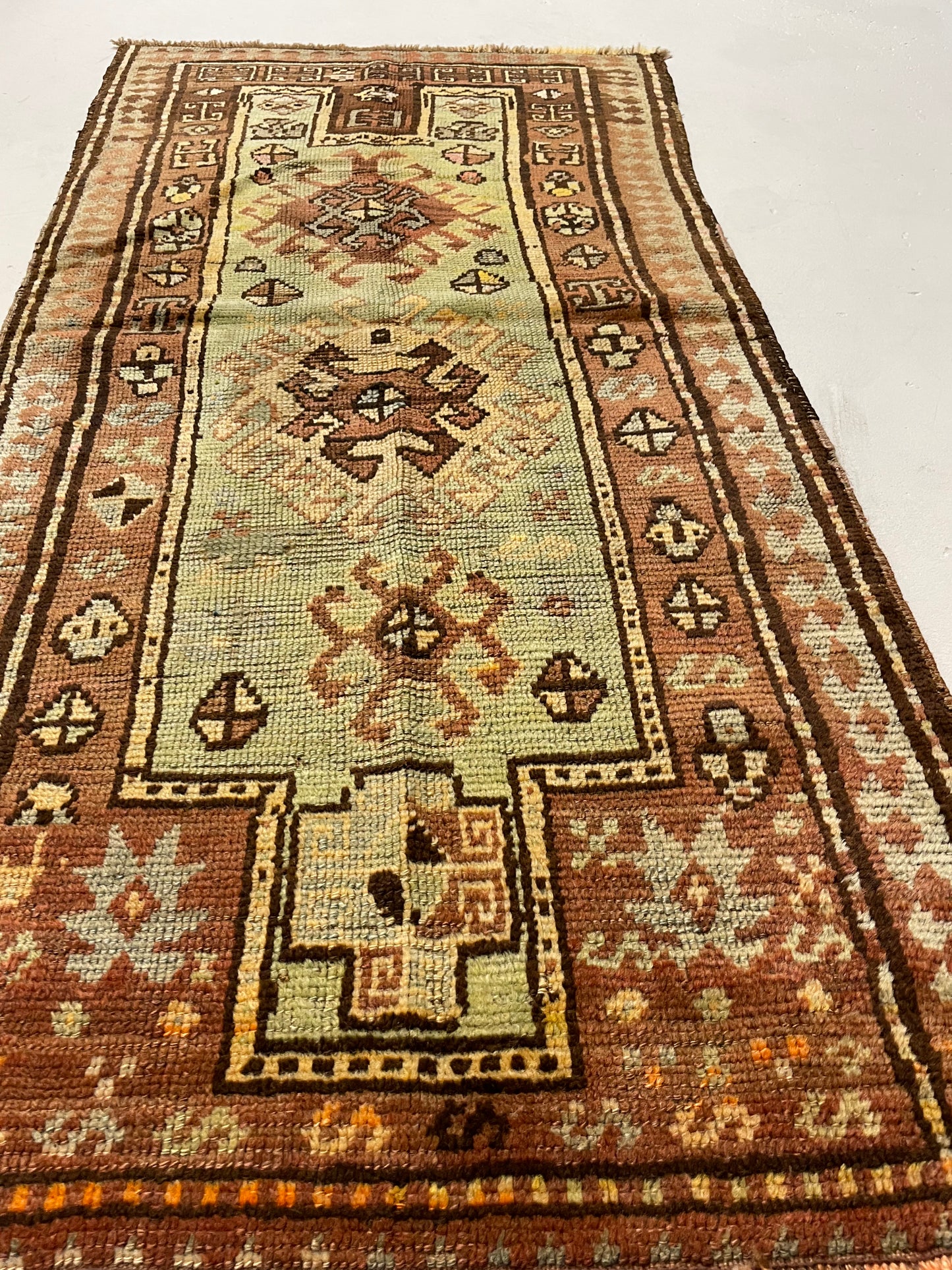 Hand-Knotted Wool Rug Turkish Oushak 2'7" x 5'7"