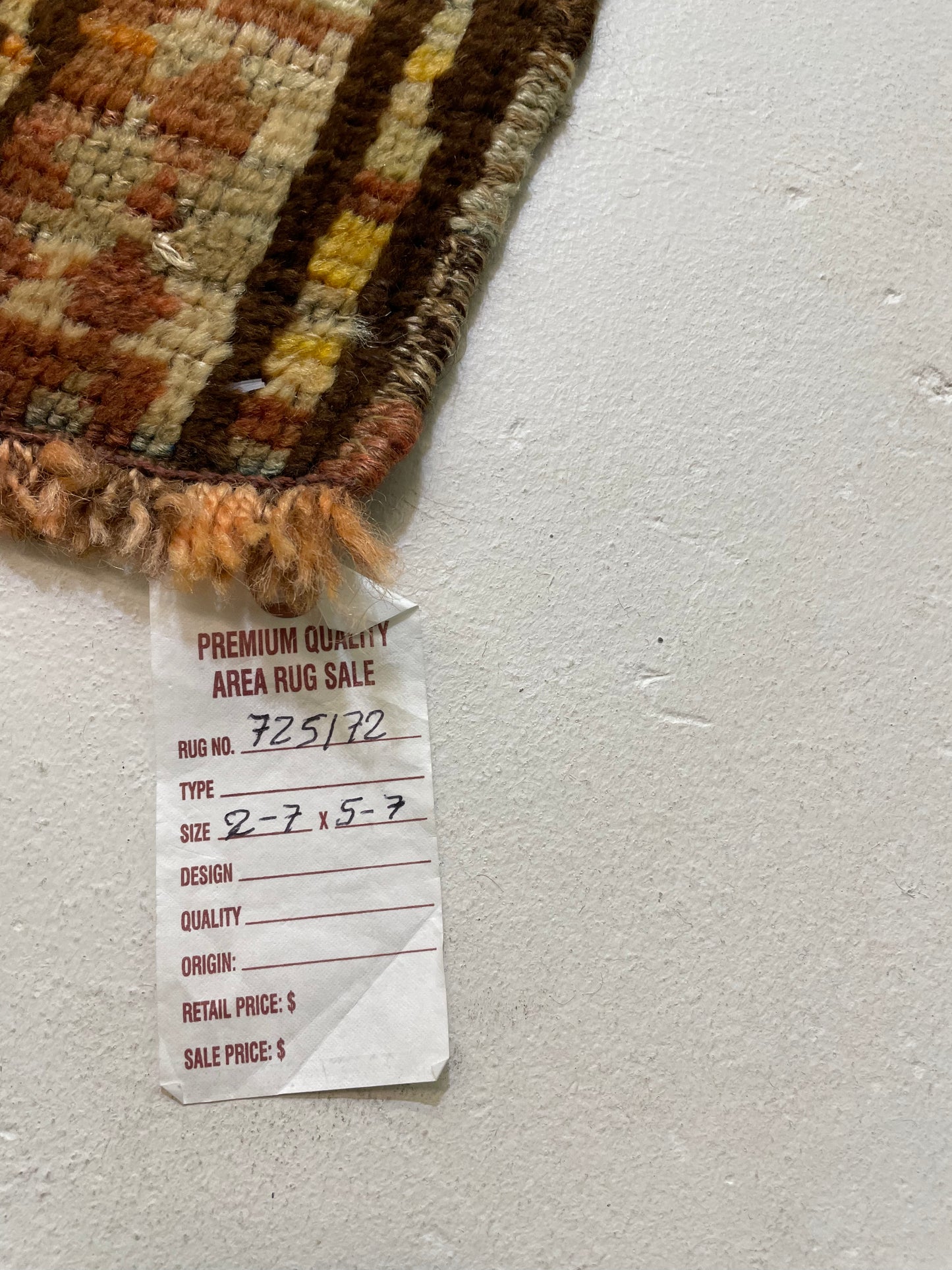 Hand-Knotted Wool Rug Turkish Oushak 2'7" x 5'7"