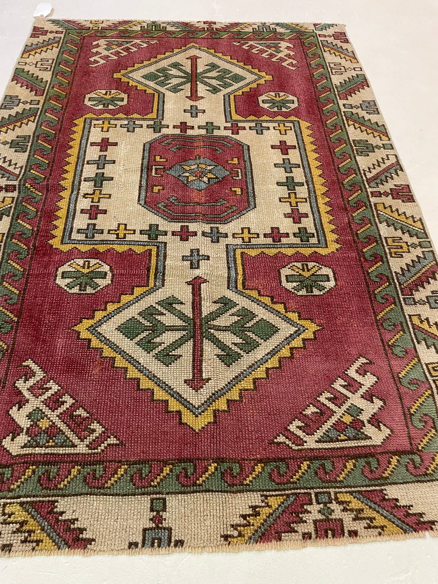 Hand-Knotted Wool Rug Turkish Oushak 3'4" x 4'9"