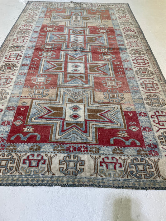 Hand-Knotted Wool Rug Turkish Oushak 3'3" x 5'5"