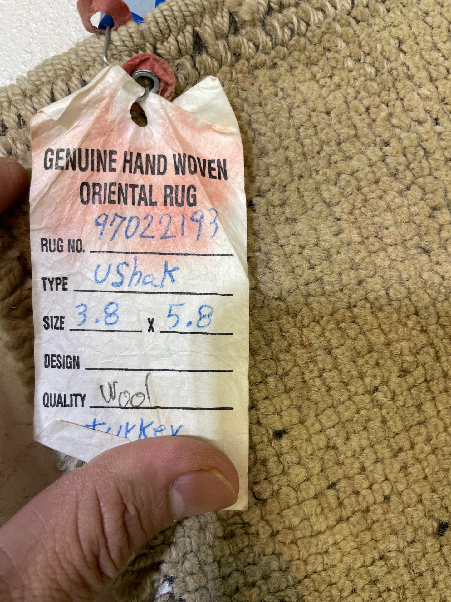 Hand-Knotted Wool Rug Turkish Oushak 3'8" x 5'8"