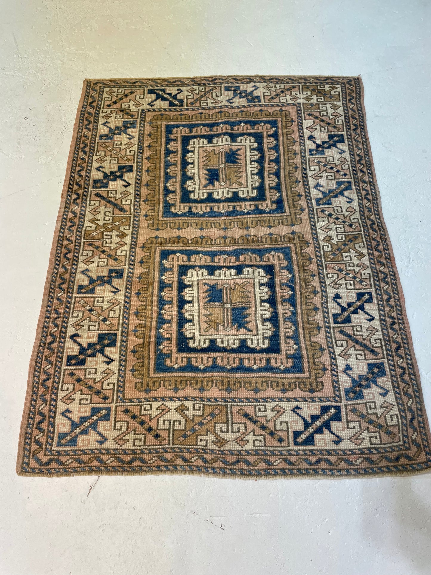 Hand-Knotted Wool Rug Turkish Oushak 3'2" x 4'4"