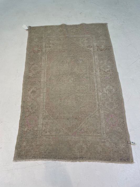 Hand-Knotted Wool Rug Turkish Oushak 2'10" x 4'5"
