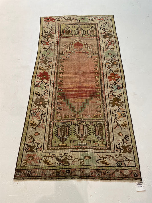 Hand-Knotted Wool Rug Turkish Oushak 2'6" x 5'1"