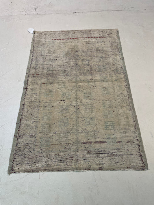 Hand-Knotted Wool Rug Turkish Oushak 2'10" x 4'4"