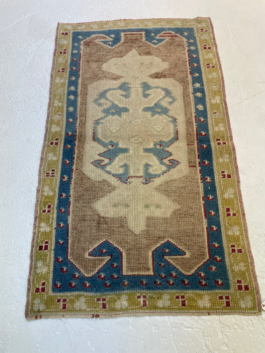 Hand-Knotted Wool Rug Turkish Oushak 2'2" x 3'6"