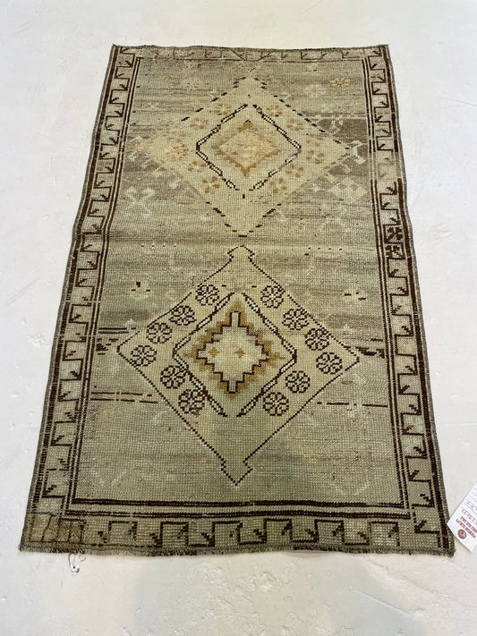 Hand-Knotted Wool Rug Turkish Oushak 2'3" x 3'9"