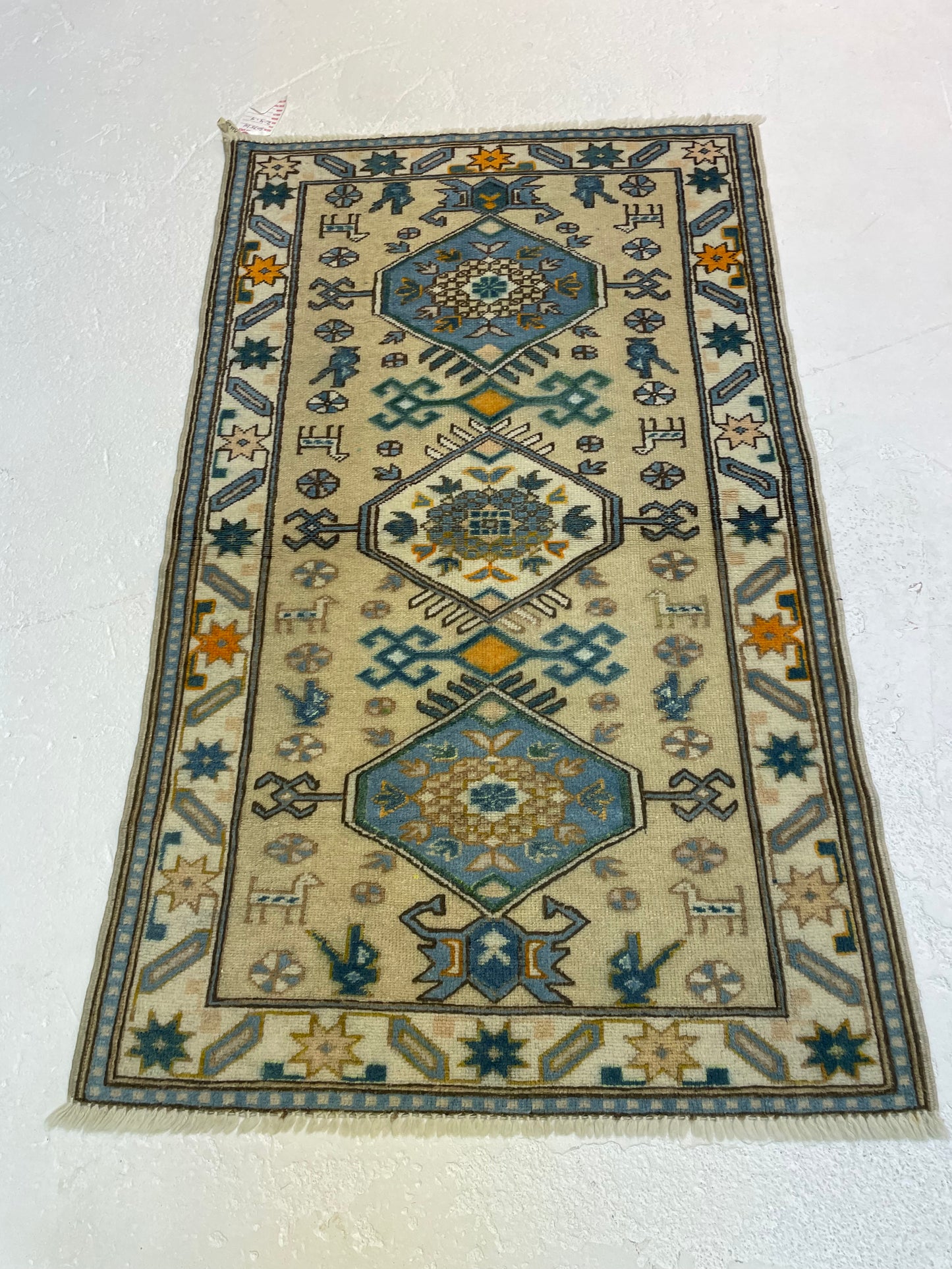 Hand-Knotted Wool Rug Turkish Oushak 2'4" x 4'