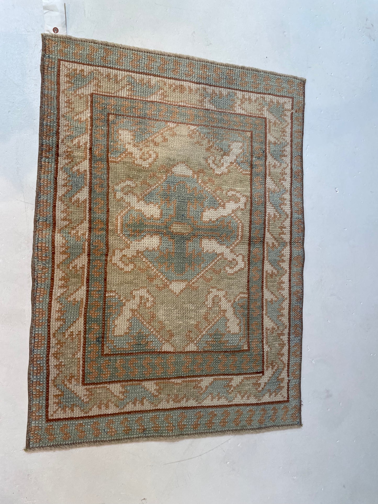 Hand-Knotted Wool Rug Turkish Oushak 2'6" x 3'5"