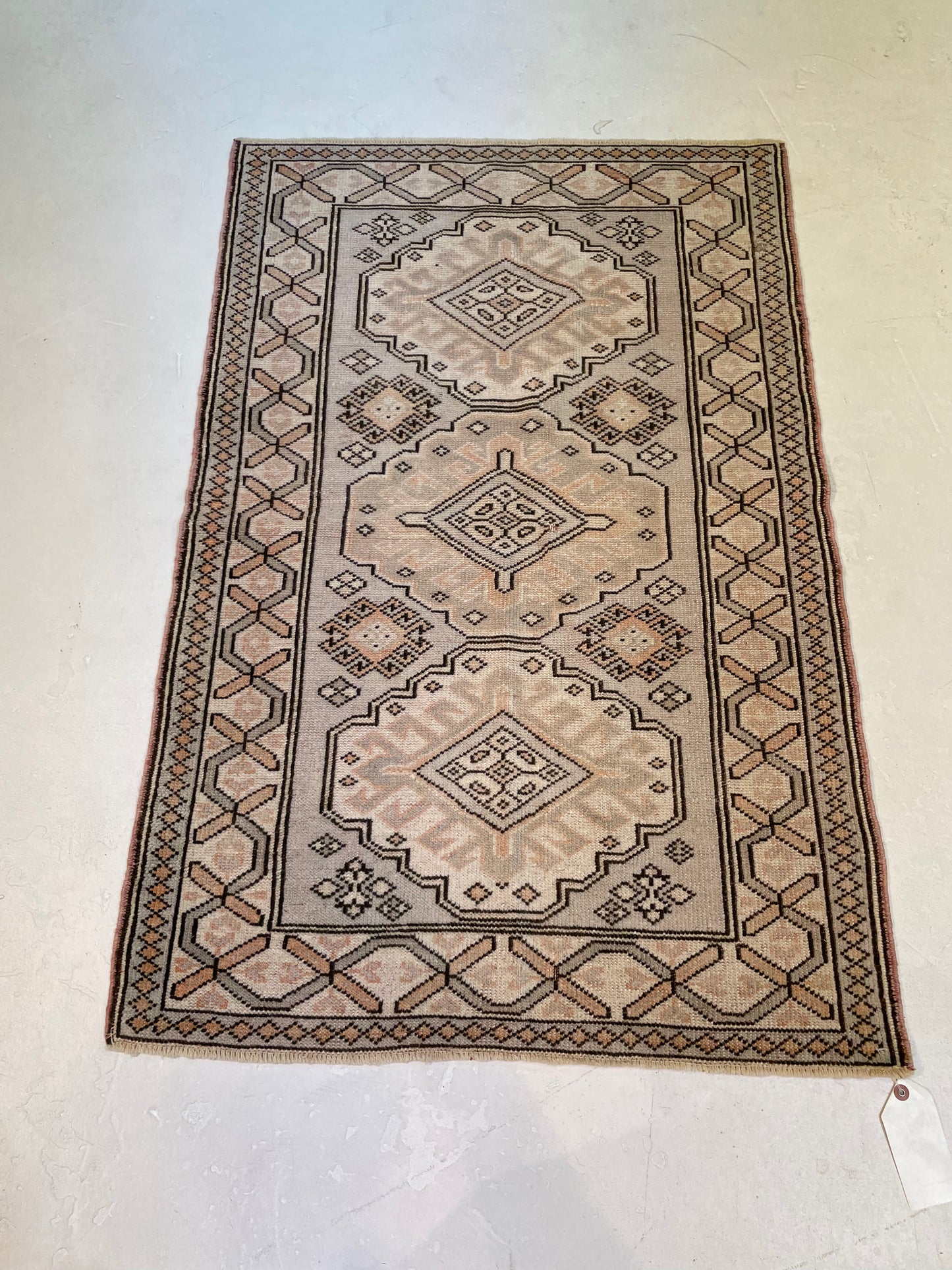 Hand-Knotted Wool Rug Turkish Oushak 2'7" x 3'11"