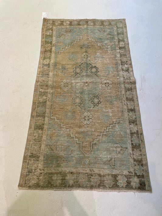 Hand-Knotted Wool Rug Turkish Oushak 2'7" x 4'10"