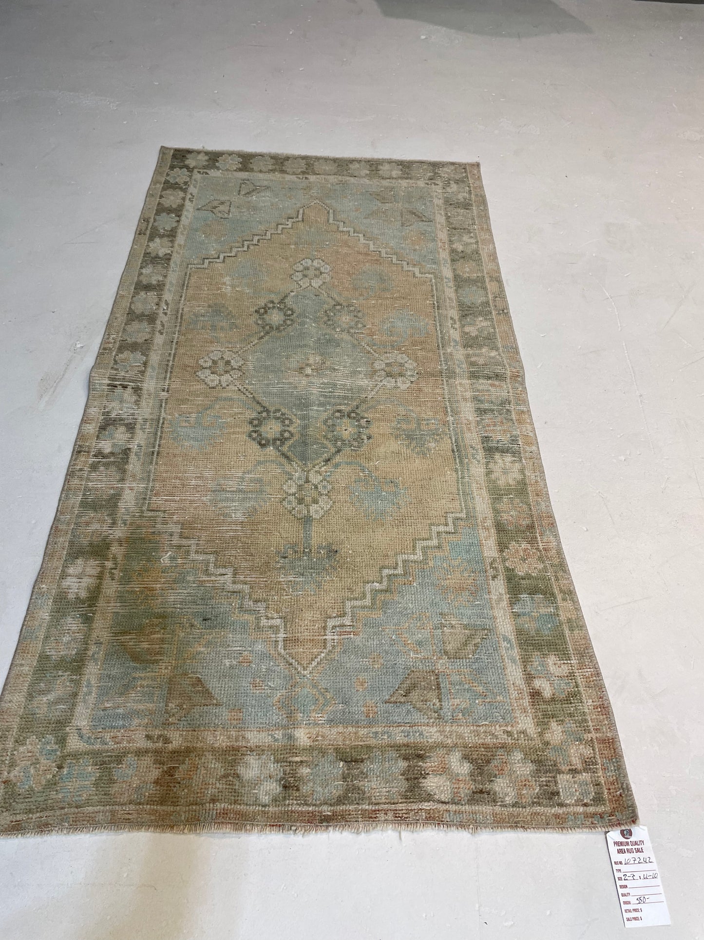 Hand-Knotted Wool Rug Turkish Oushak 2'7" x 4'10"