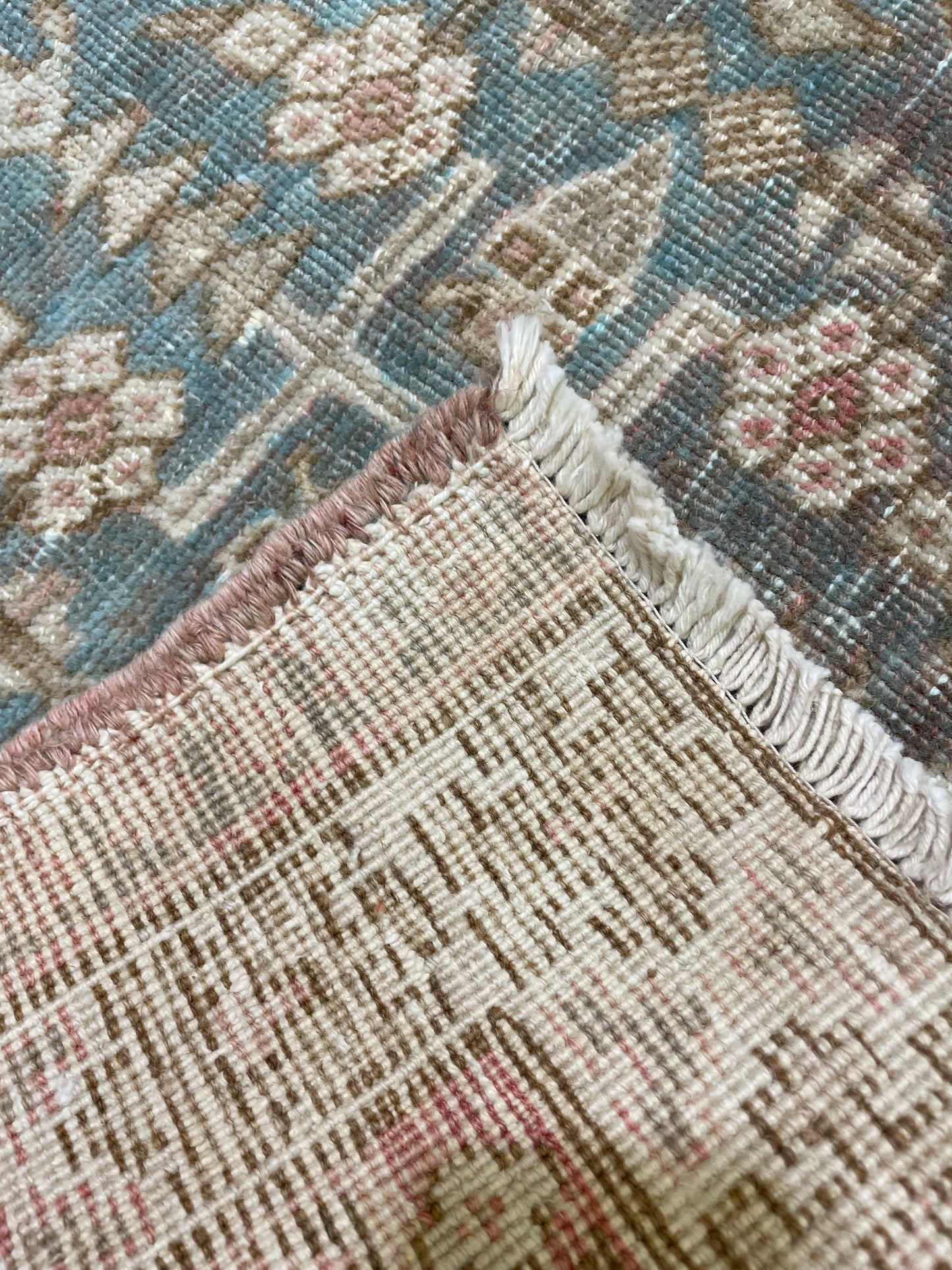 Hand-Knotted Wool Rug Turkish Oushak 3'4" x 4'8"