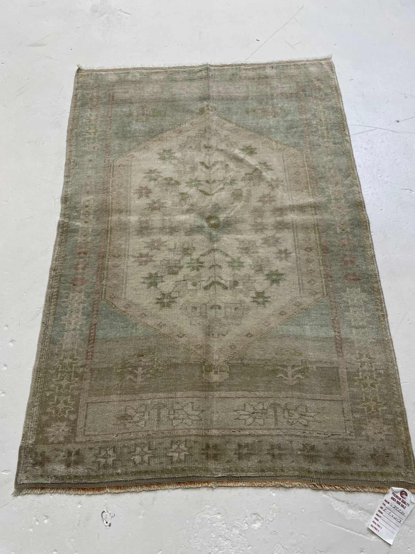 Hand-Knotted Wool Rug Turkish Oushak 2'9" x 4'3"