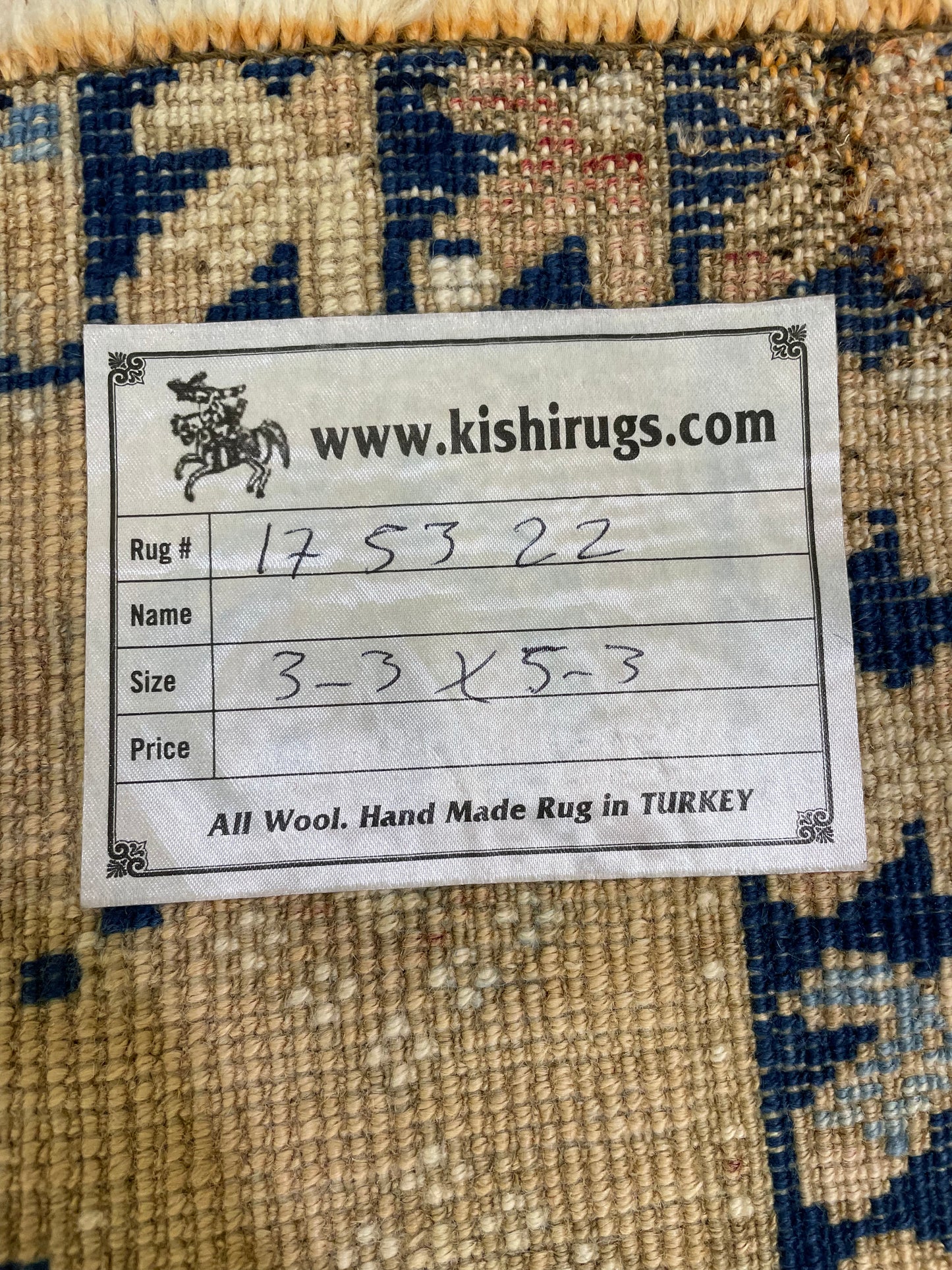 Hand-Knotted Wool Rug Turkish Oushak 3'3" x 5'3"