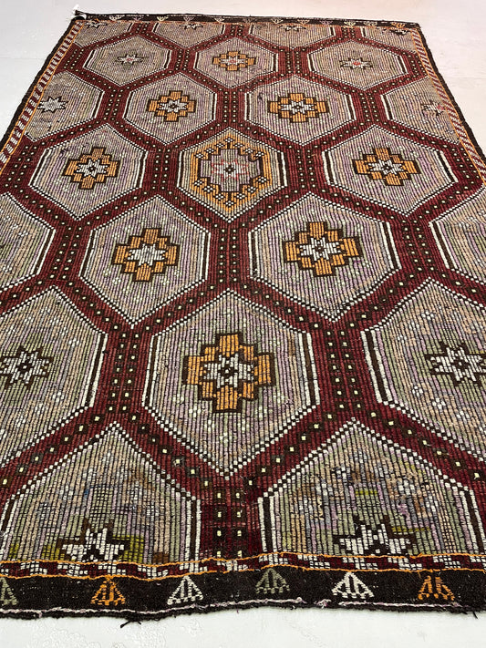 Hand-Knotted Wool Rug Turkish Oushak 6'3" x 9'7"