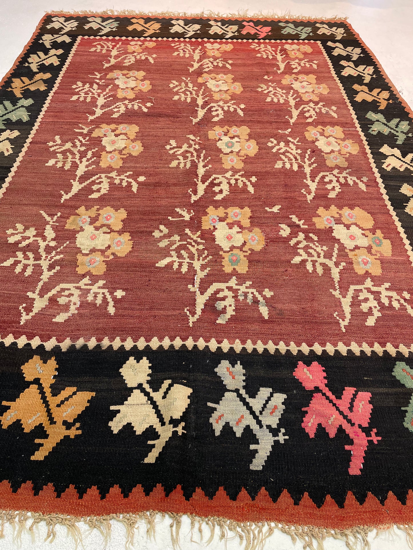 Hand-Knotted Wool Rug Turkish Oushak 7' x 10'