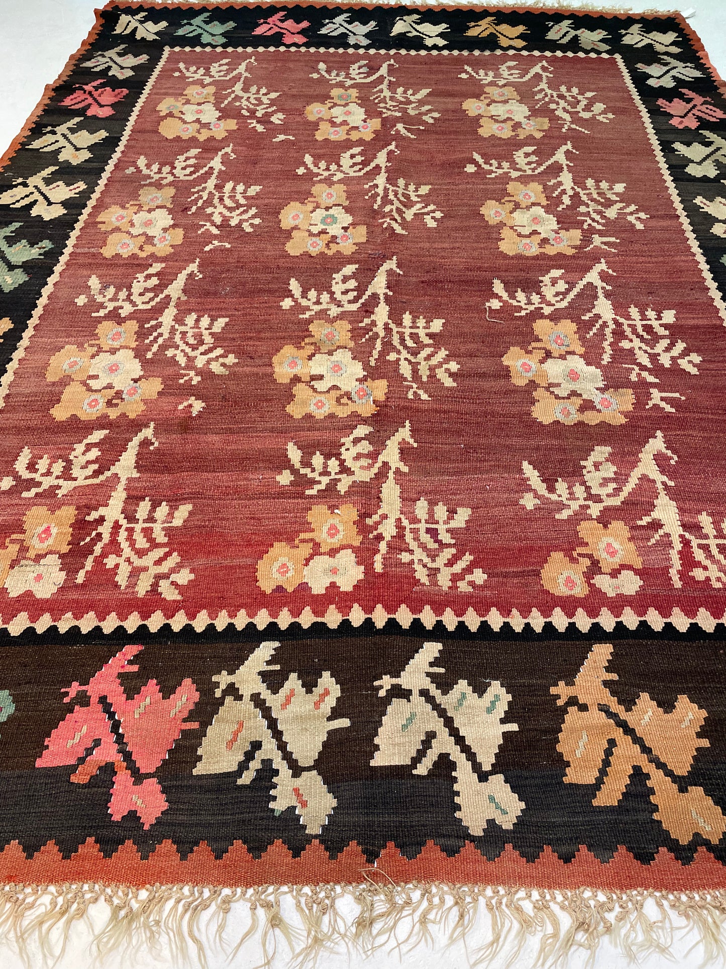 Hand-Knotted Wool Rug Turkish Oushak 7' x 10'