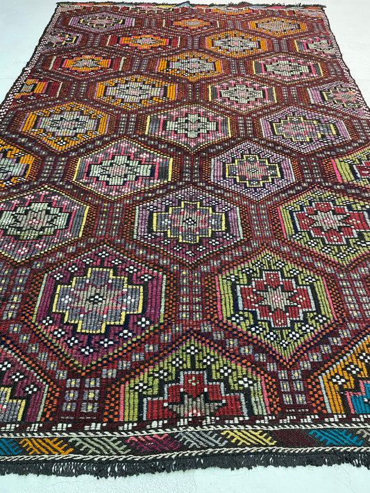 Hand-Knotted Wool Rug Turkish Oushak 6'3" x 10'