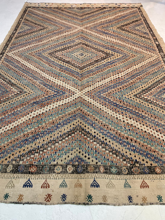 Hand-Knotted Wool Rug Turkish Oushak 6'8" x 10'2"