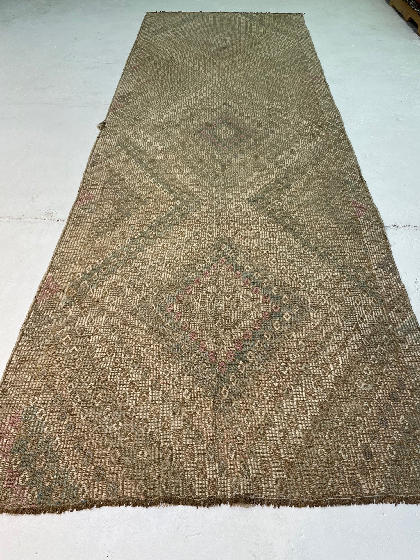 Hand-Knotted Wool Gallery Size Turkish Oushak 4'1" x 11'5"