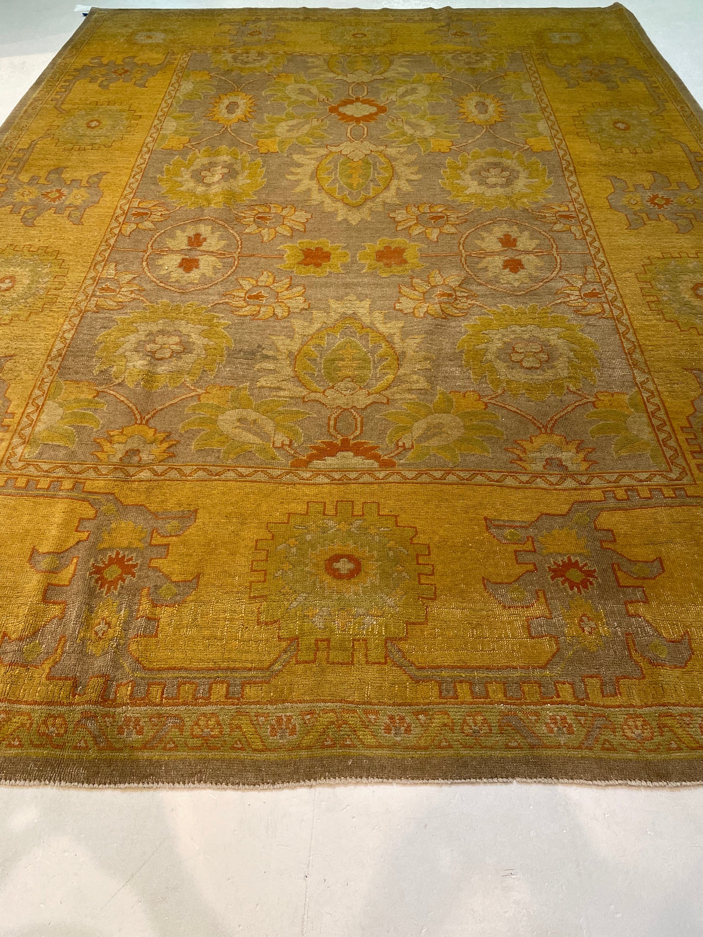 Hand-Knotted Wool Rug Turkish Oushak 9' x 12'2"