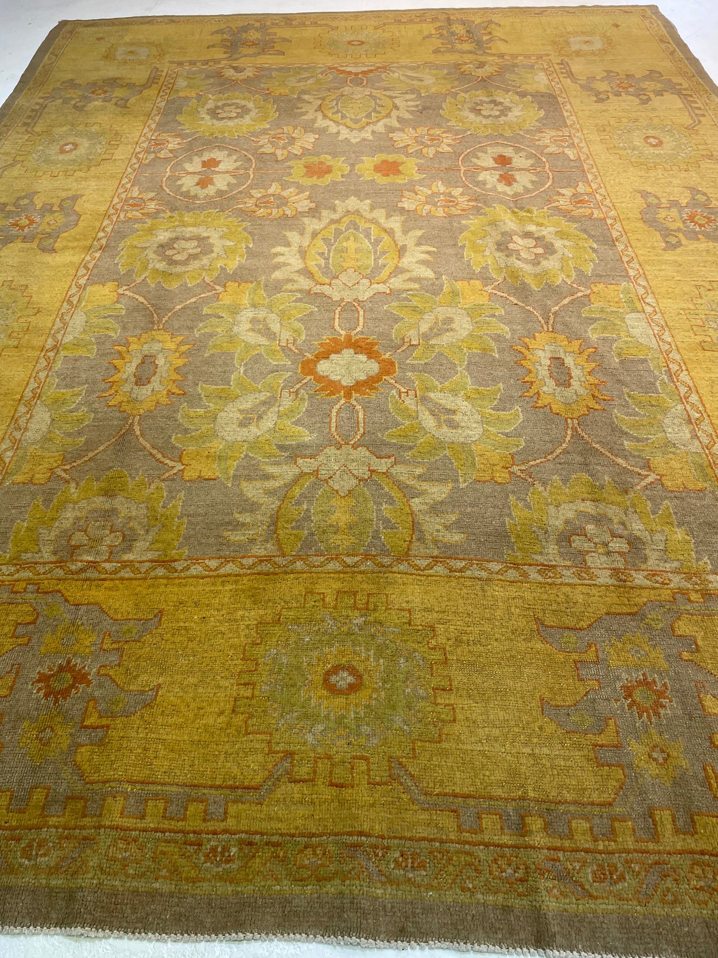 Hand-Knotted Wool Rug Turkish Oushak 9' x 12'2"