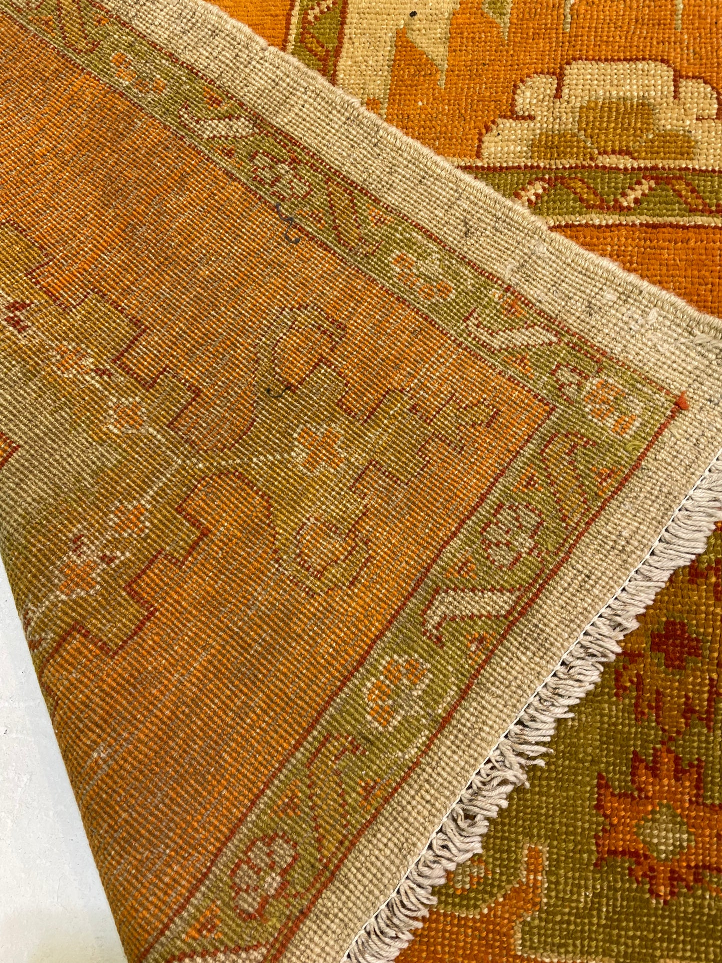 Hand-Knotted Wool Rug Turkish Oushak 9' x 12'