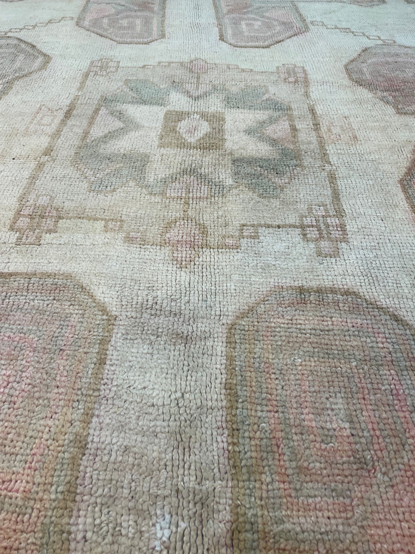 Hand-Knotted Wool Rug Turkish Oushak 7'2" x 12'3"