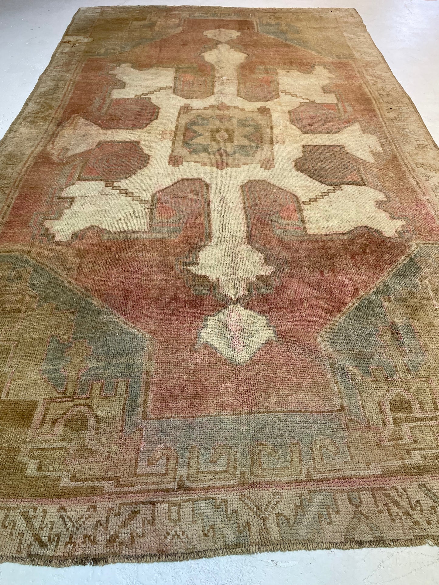 Hand-Knotted Wool Rug Turkish Oushak 7'2" x 12'3"