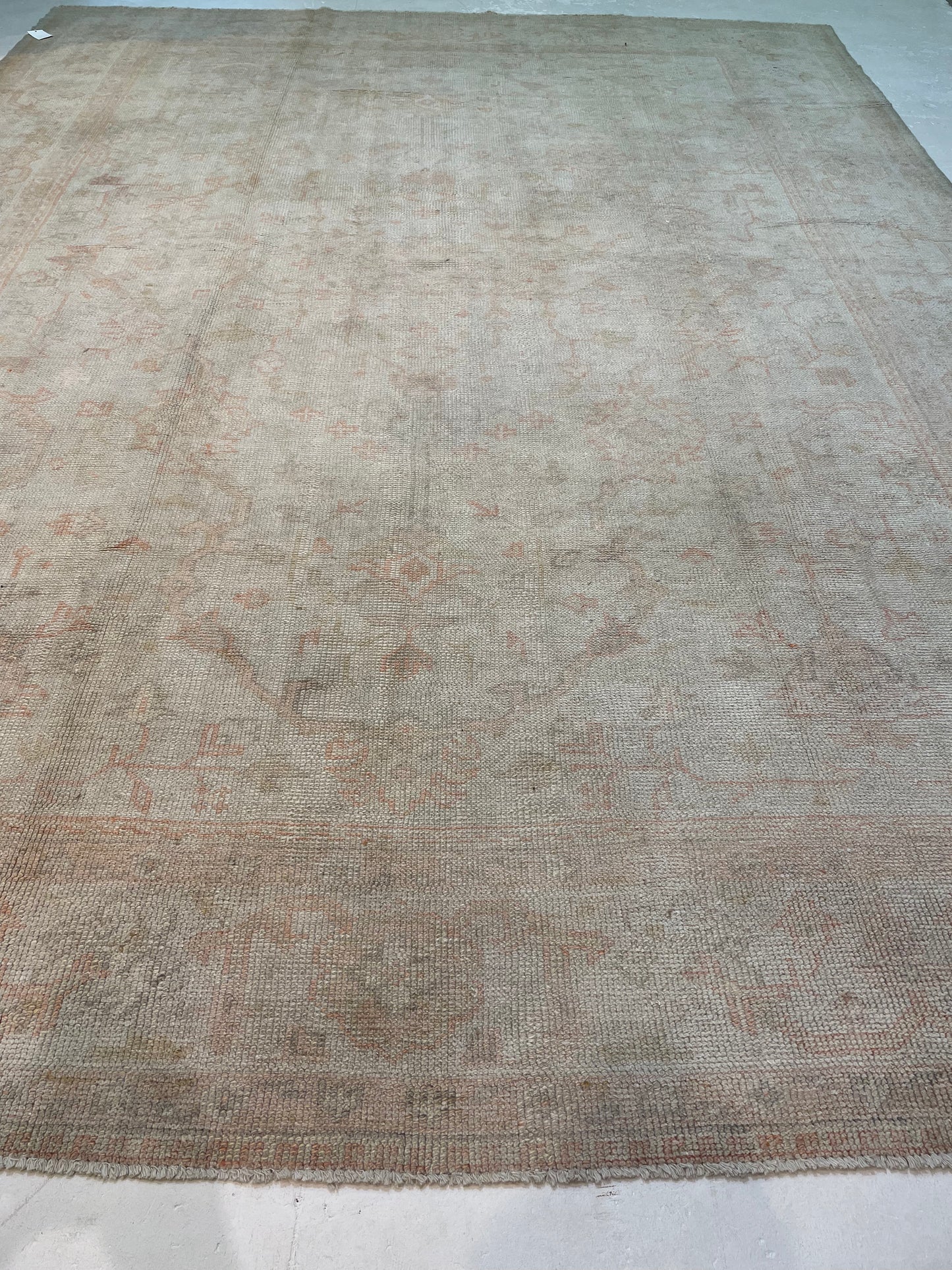 Hand-Knotted Wool Rug Turkish Oushak 9'5" x 12'7"