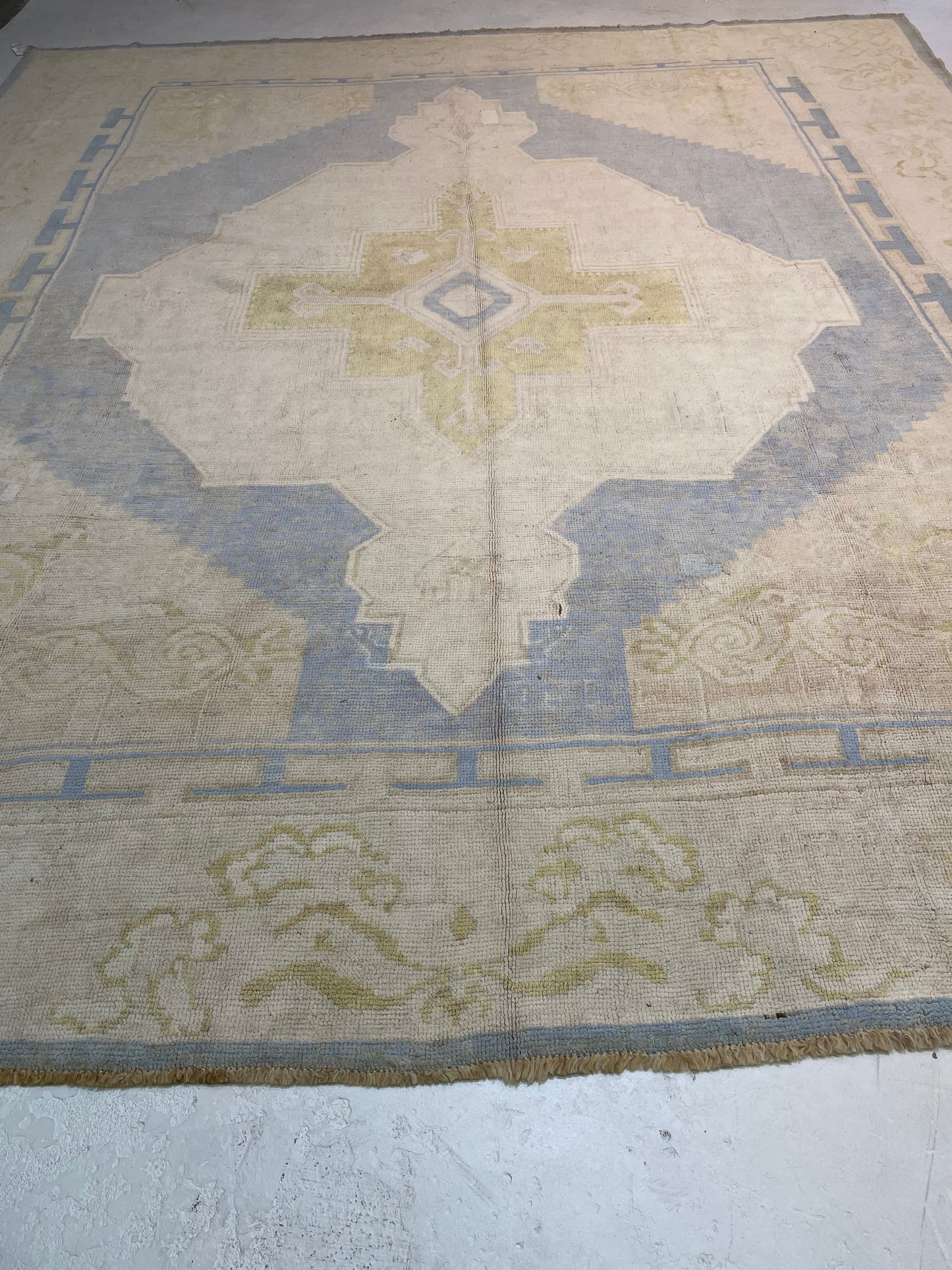 Hand-Knotted Wool Rug Turkish Oushak 10'8" x 11'10"