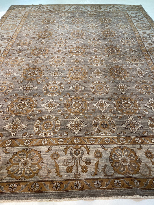 Hand-Knotted Wool Rug Turkish Oushak 9'4" x 12'2"