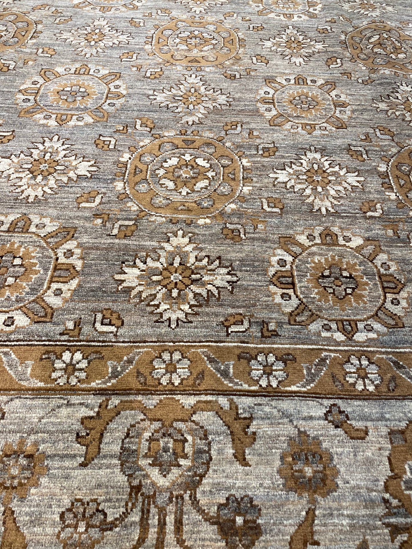 Hand-Knotted Wool Rug Turkish Oushak 9'4" x 12'2"