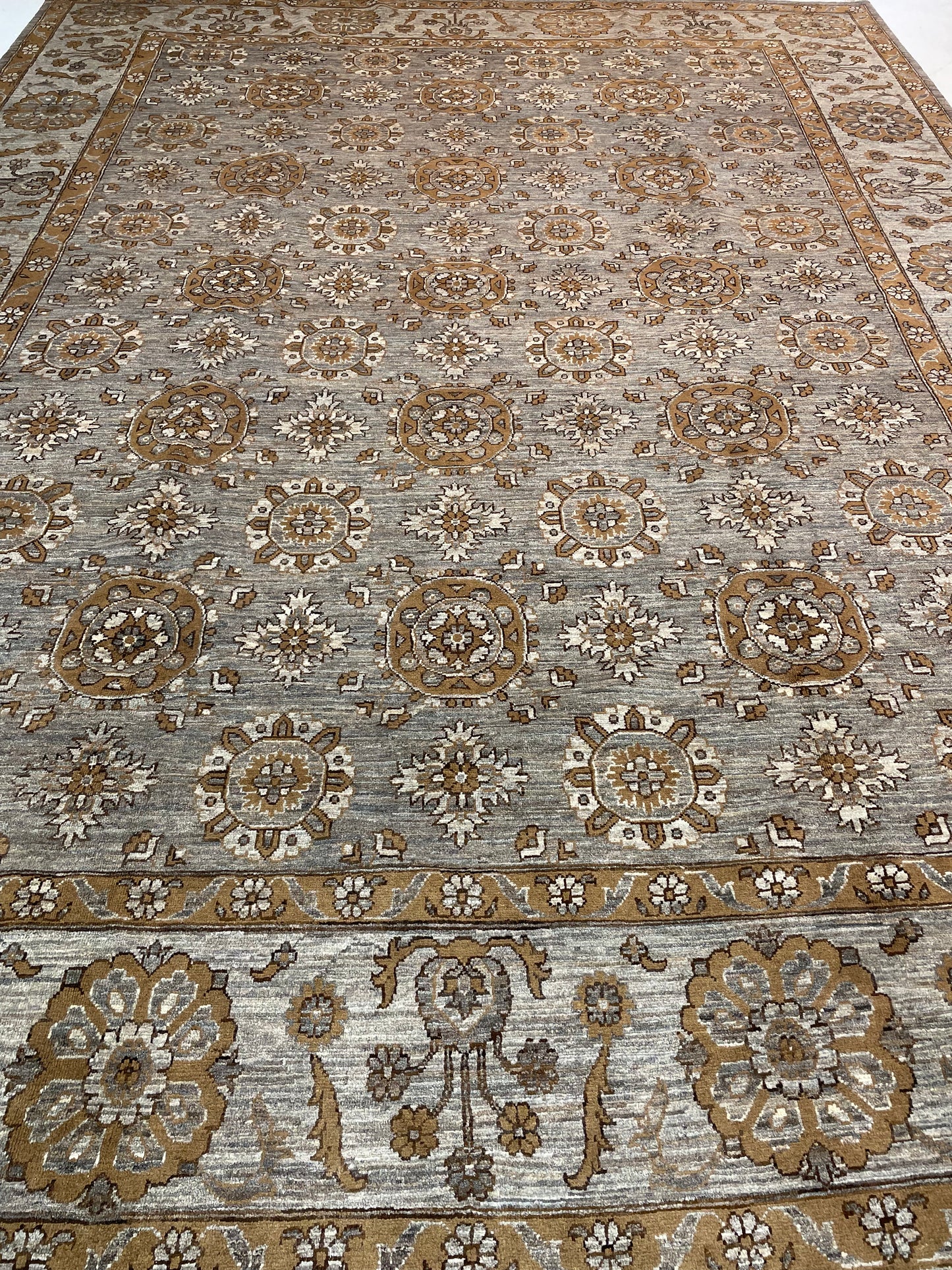 Hand-Knotted Wool Rug Turkish Oushak 9'4" x 12'2"