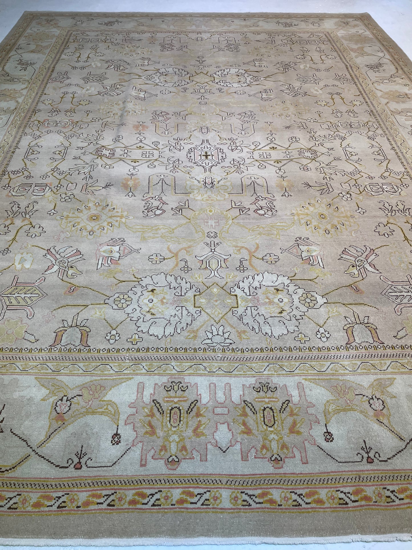 Hand-Knotted Wool Rug Turkish Oushak 9' x 11'8"