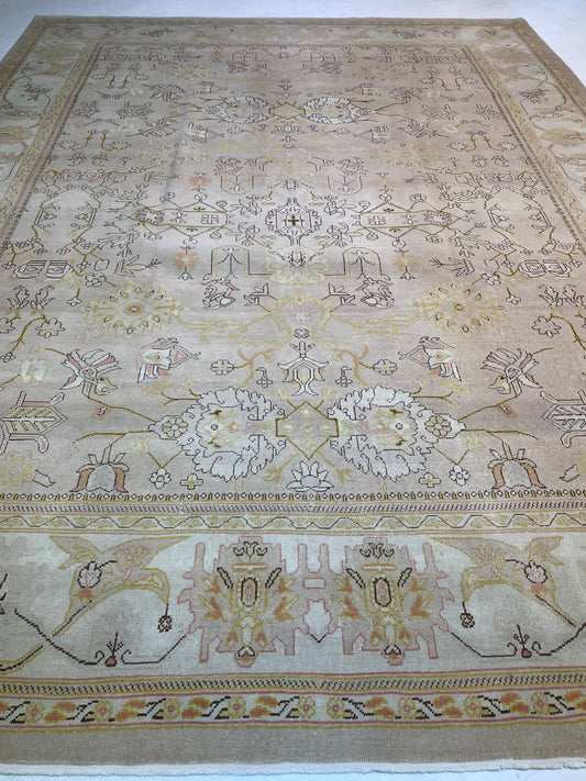 Hand-Knotted Wool Rug Turkish Oushak 9' x 11'8"