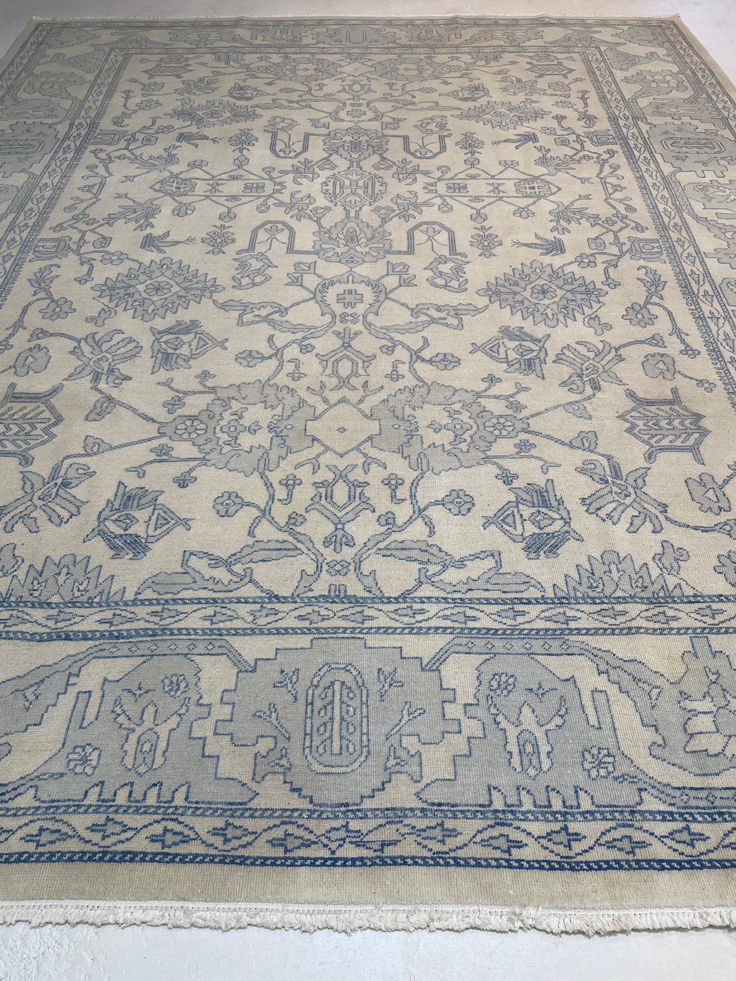 Hand-Knotted Wool Rug Turkish Oushak 8'1" x 9'11"