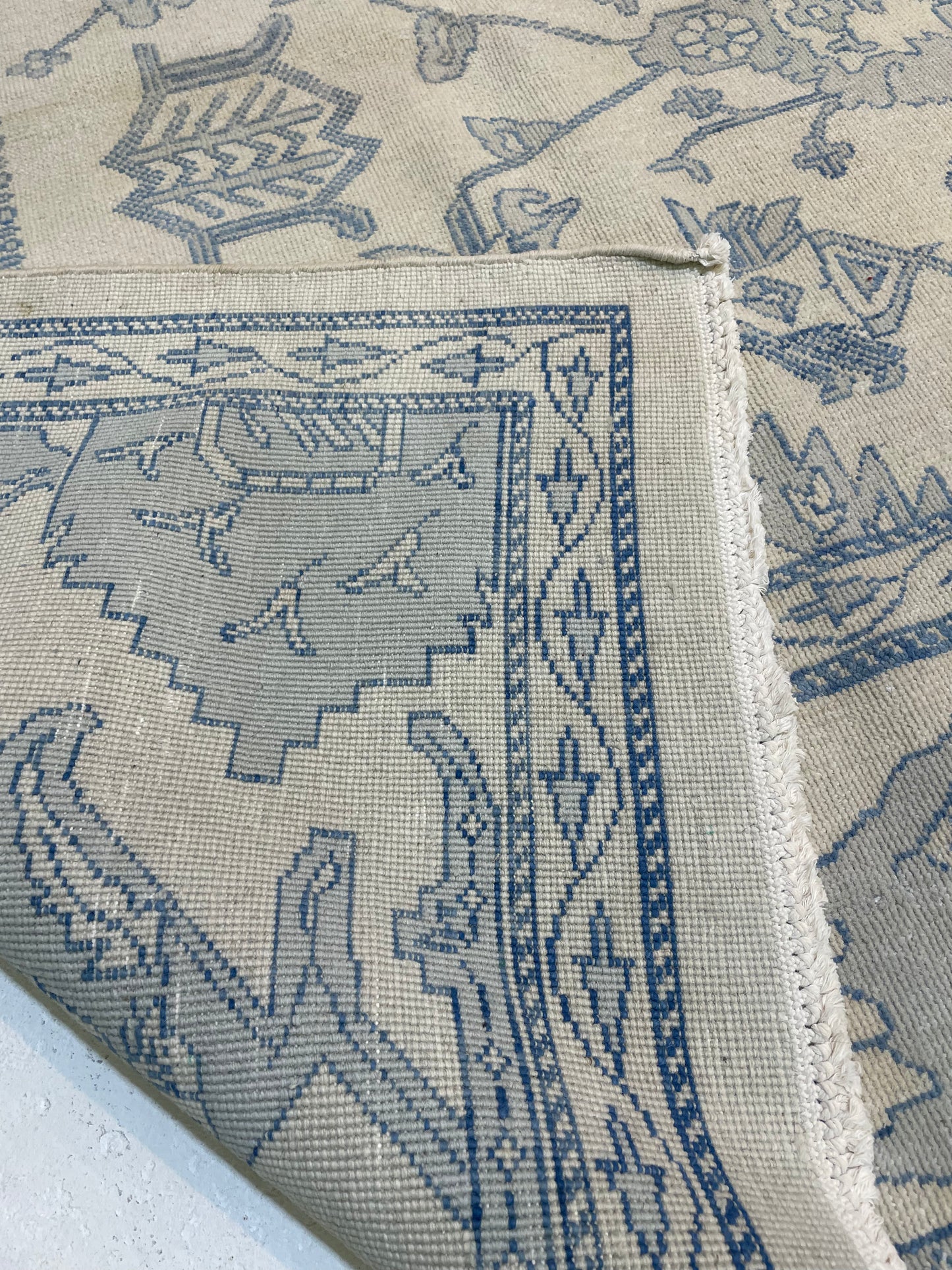 Hand-Knotted Wool Rug Turkish Oushak 8'1" x 9'11"