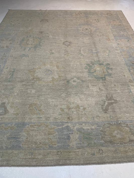 Hand-Knotted Wool Rug Turkish Oushak 8'5" x 10'3"
