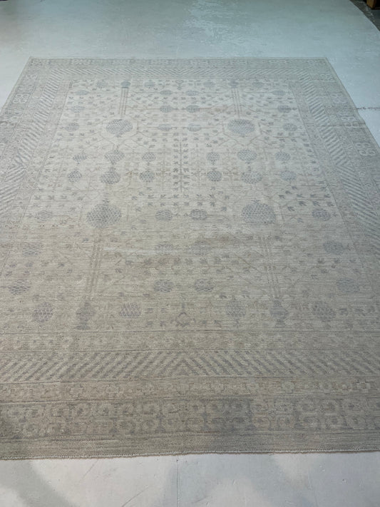 Hand-Knotted Wool Rug Afghani Khotan 8'2" x 10'1"