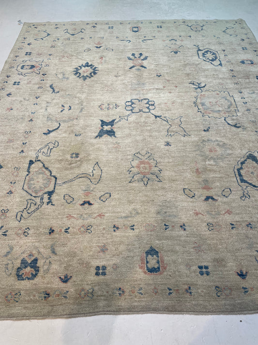 Hand-Knotted Wool Rug Turkish Oushak 7'11" x 9'6"