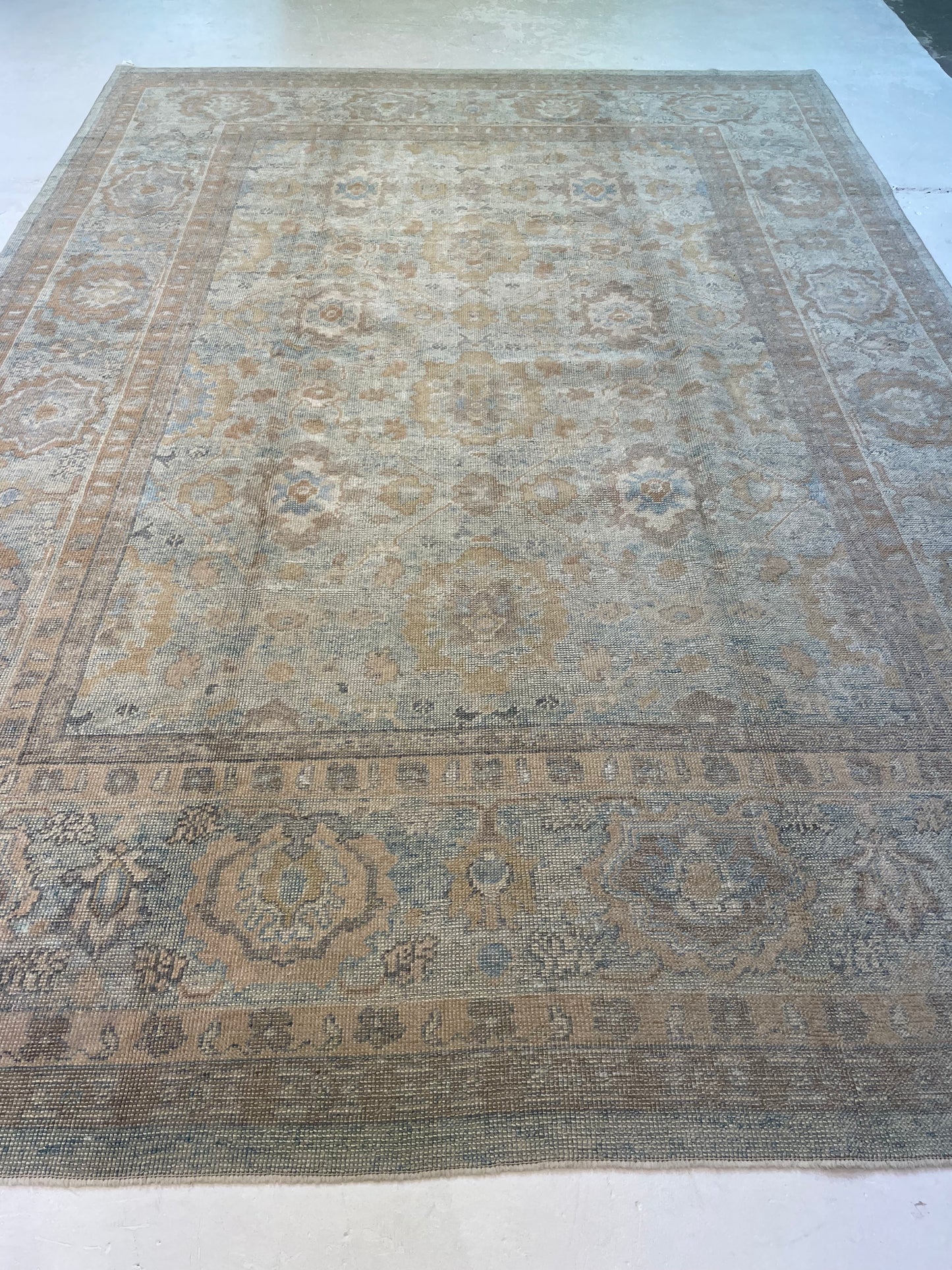 Hand-Knotted Wool Rug Turkish Oushak 8'8" x 12'3"